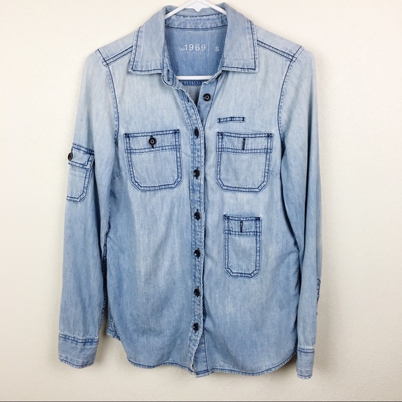 GAP Tops - GAP | Button Down Faded Chambray Shirt